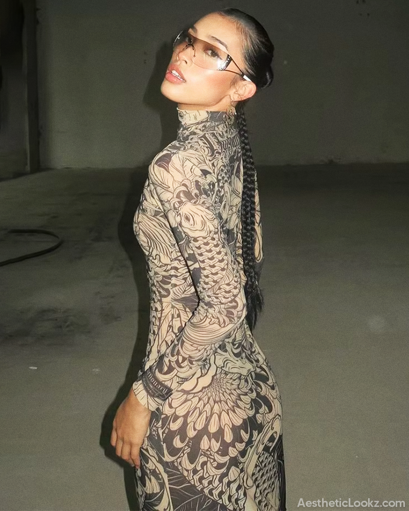 Tattoo Print Maxi Dress