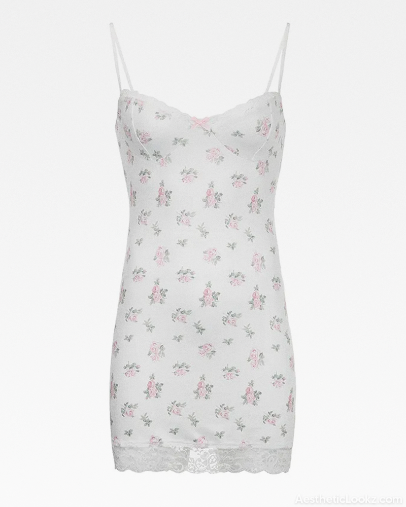 White Coquette Floral Mini Dress