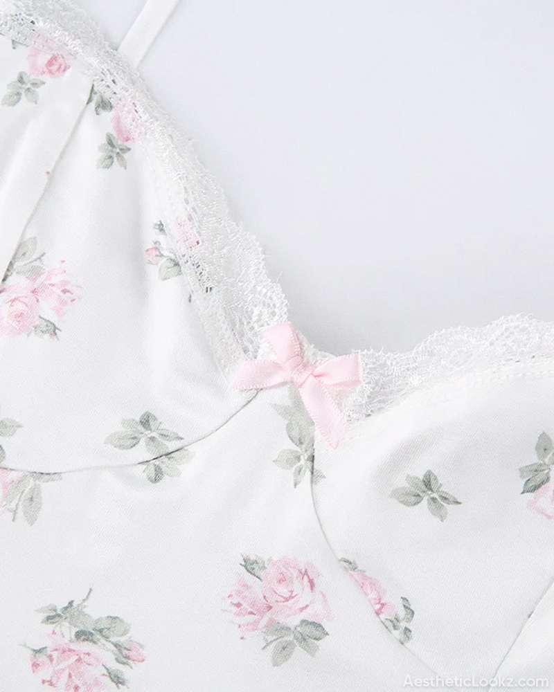 White Coquette Floral Mini Dress