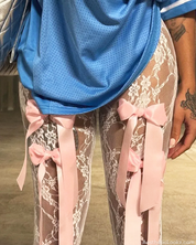 White Lace Flare Pants