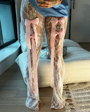 White Lace Flare Pants