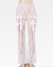 White Lace Flare Pants