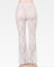 White Lace Flare Pants