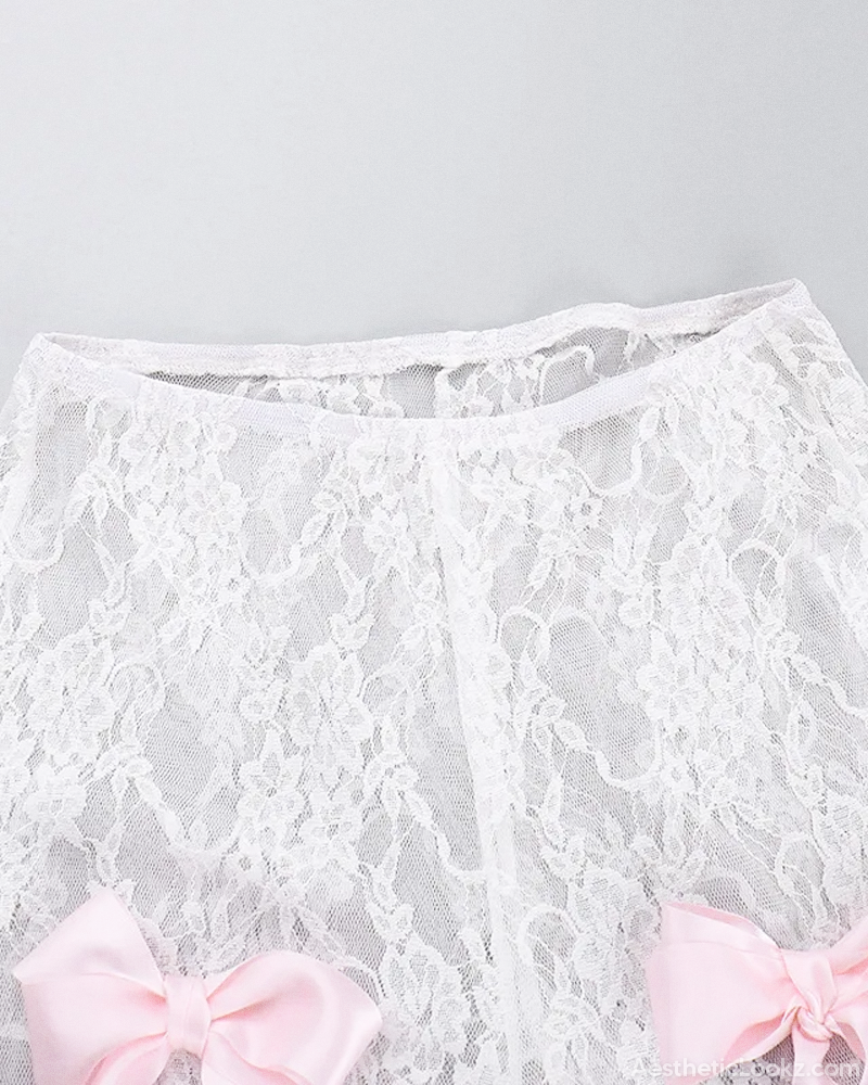 White Lace Flare Pants