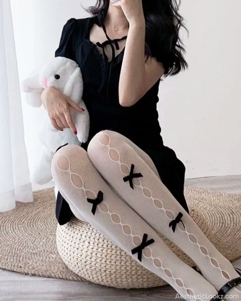 White Tights With Bows