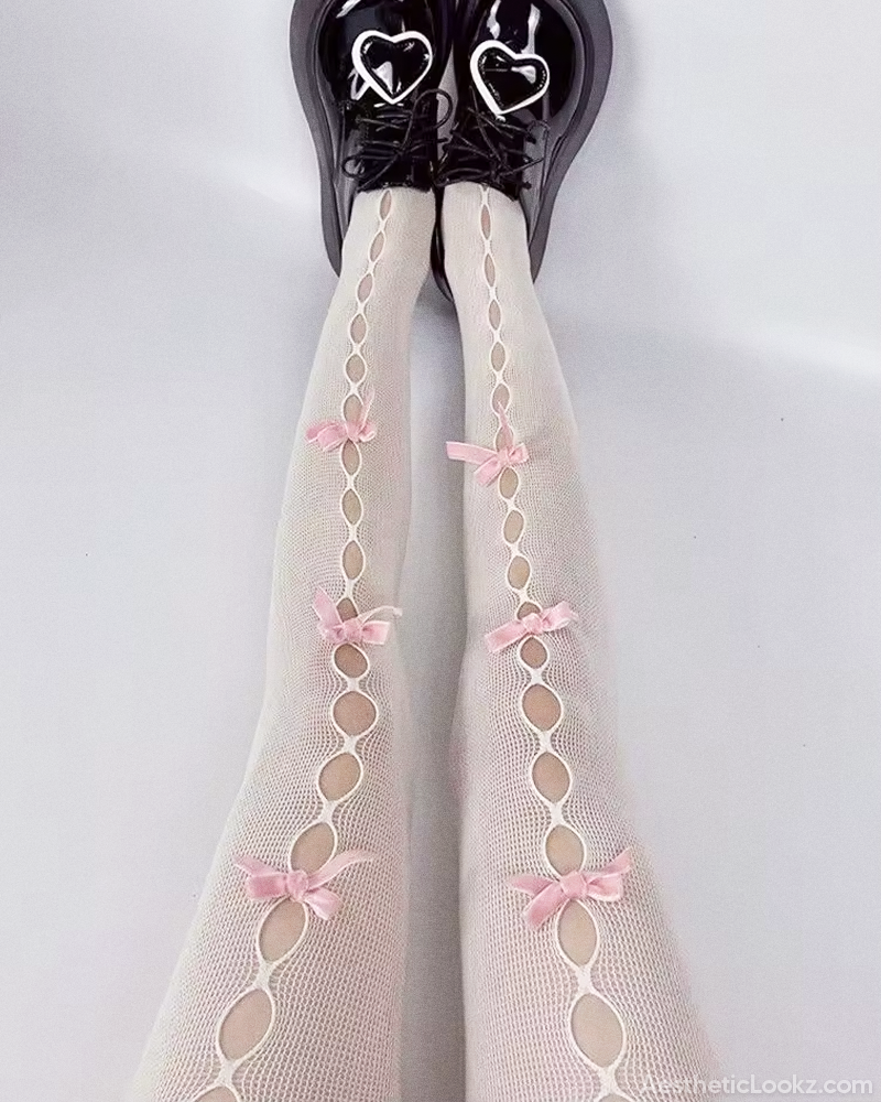 White Tights With Bows