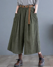 Wide Leg Cropped Corduroy Pants