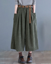 Wide Leg Cropped Corduroy Pants
