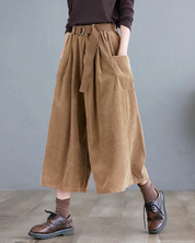 Wide Leg Cropped Corduroy Pants