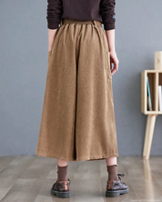 Wide Leg Cropped Corduroy Pants