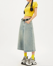 Wide Leg Denim Shorts