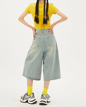 Wide Leg Denim Shorts