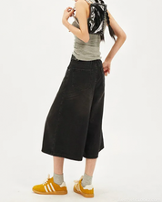 Wide Leg Denim Shorts