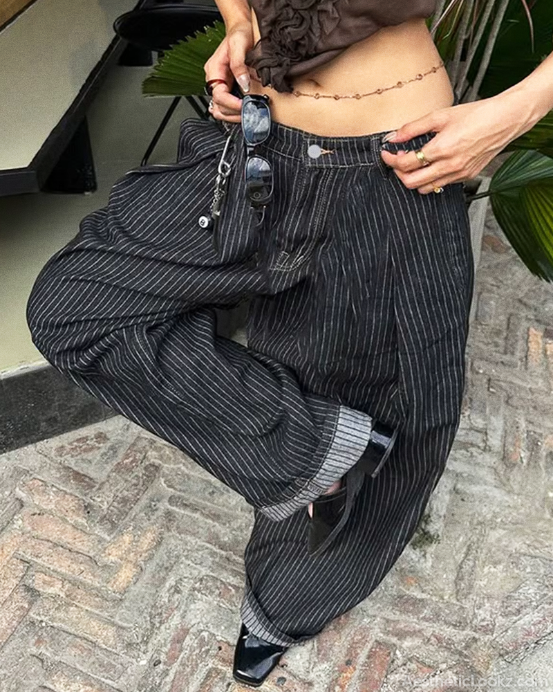 Y2K Pinstripe Baggy Pants
