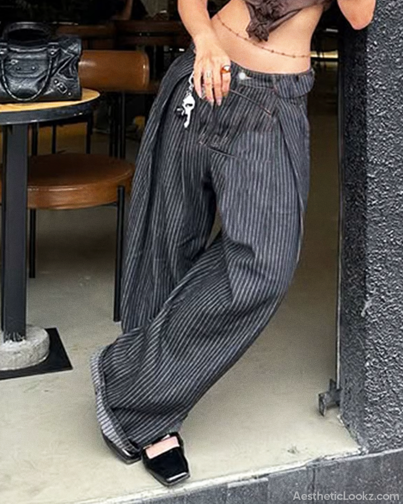Y2K Pinstripe Baggy Pants