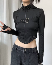 Y2K Zip Up Crop Jacket