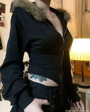 Zip Up Hoodie With Fur Hood