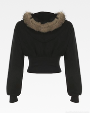 Zip Up Hoodie With Fur Hood