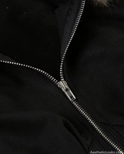 Zip Up Hoodie With Fur Hood